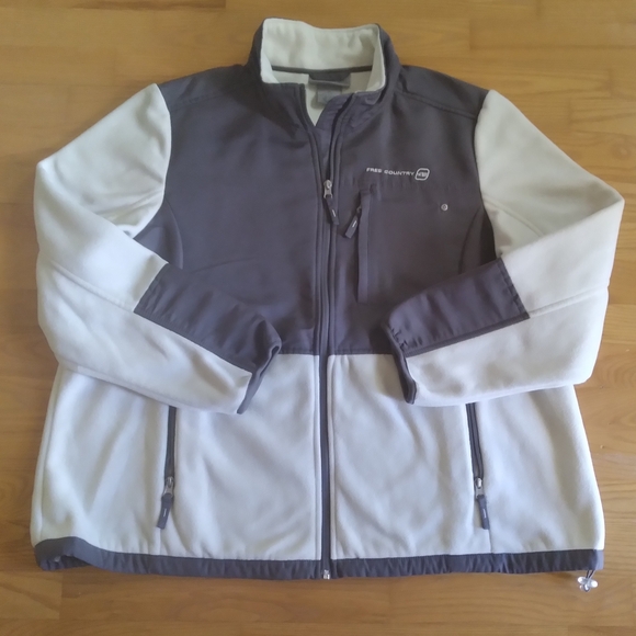 Free Country Other - Free Country Men's Cream Gray Outdoors Fleece Soft Shell Gorpcore‎ Winter Jacket